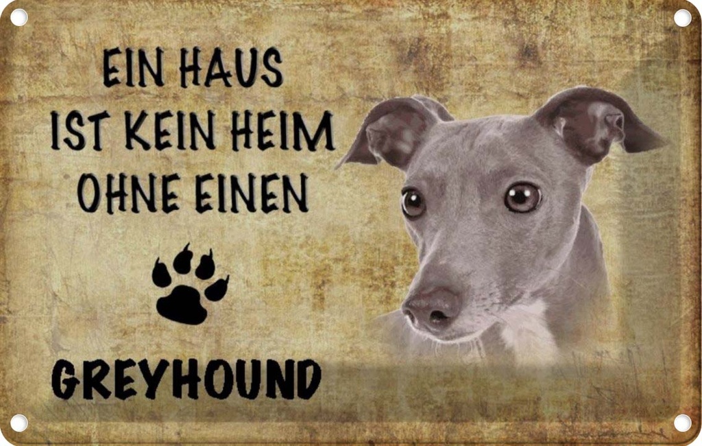 [LA-112778-1812] Blechschild 12x18 cm Greyhound Hund ohne kein Heim Tier Haustier