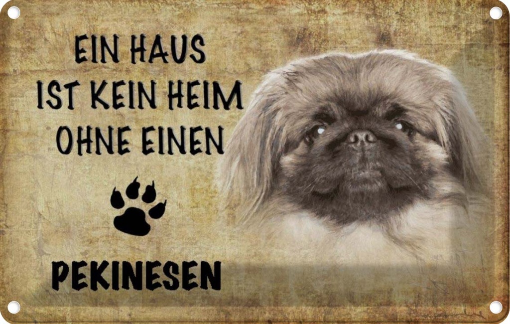 [LA-112785-1812] Blechschild 12x18 cm Pekinesen Hund ohne kein Heim Tier Haustier