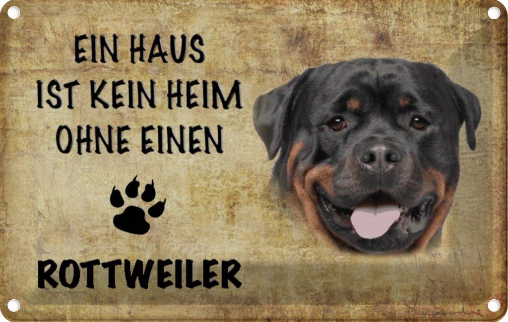 [LA-112789-1812] Blechschild 12x18 cm Rottweiler Hund ohne kein Heim Tier Haustier