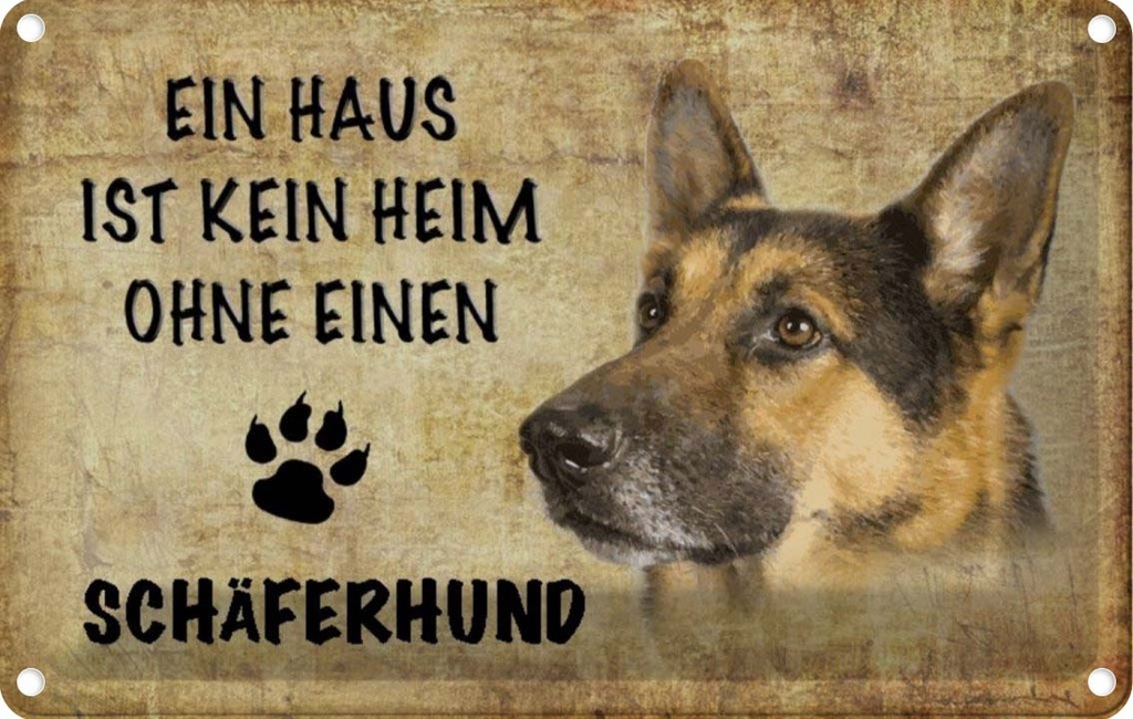 [LA-112792-1812] Blechschild 12x18 cm Schäferhund Hund ohne kein Heim Tier Haustier