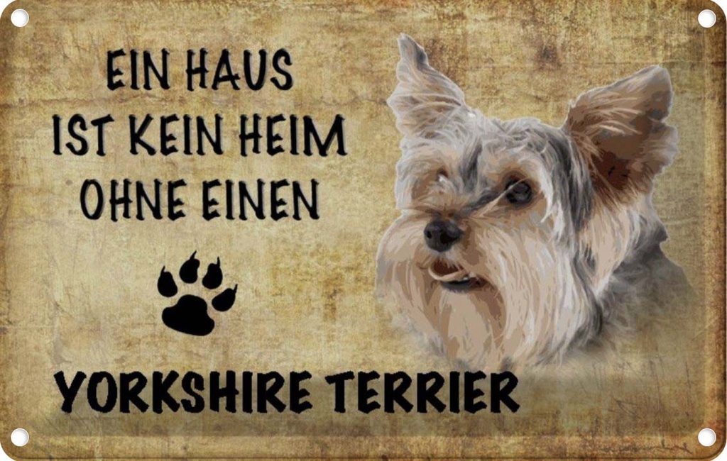 [LA-112796-1812] Blechschild 12x18 cm Yorkshire Terrier Hund Tier Haustier