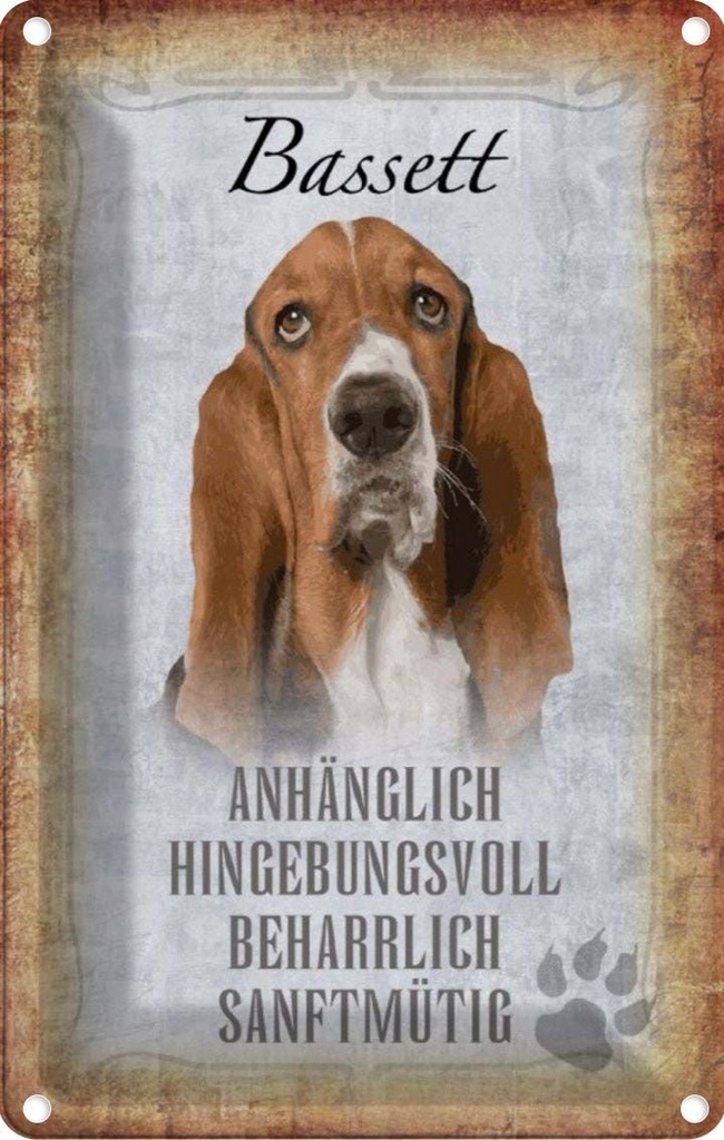 [LA-112803-1812] Blechschild 18x12 cm Bassett Hund Tier Haustier