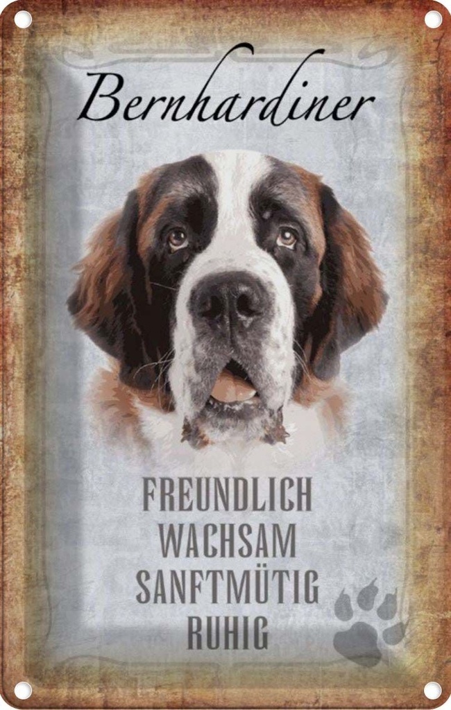 [LA-112805-1812] Blechschild 18x12 cm Bernhardiner Hund Tier Haustier