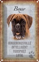 Blechschild 18x12 cm Boxer Hund intelligent Tier Haustier