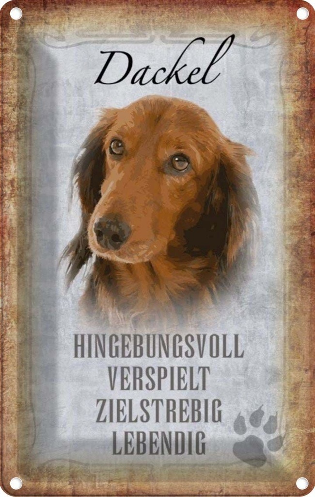 [LA-112814-1812] Blechschild 18x12 cm Dackel Hund lebendig Tier Haustier
