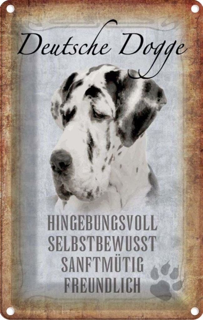 [LA-112817-1812] Blechschild 18x12 cm Deutsche Dogge Hund Tier Haustier