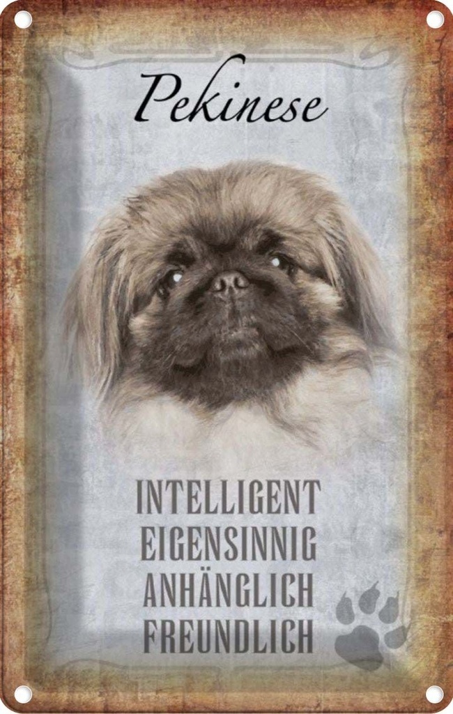 [LA-112827-1812] Blechschild 18x12 cm Pekinese Hund Tier Haustier