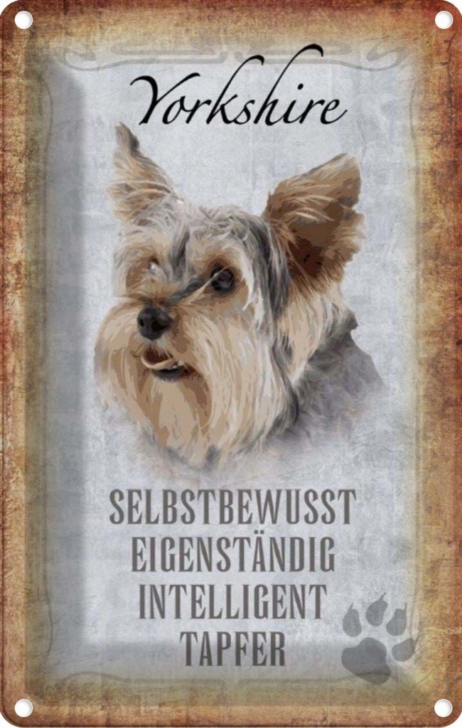 [LA-112836-1812] Blechschild 18x12 cm Yorkshire Hund Tier Haustier