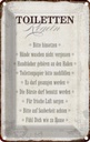 Blechschild 18x12 cm Toiletten Regeln Haus Warnschild Hinweisschild Sicherheit Vorsicht