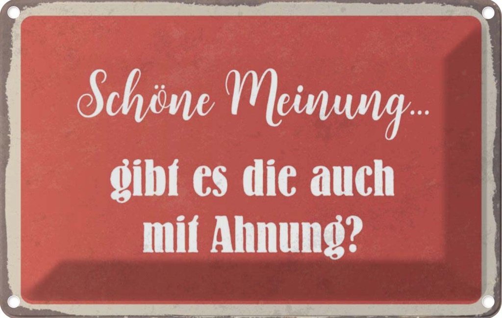 [LA-112864-1812] Blechschild 12x18 cm schöne Meinung gibt mit Ahnung Dekoration Spruch Zitat