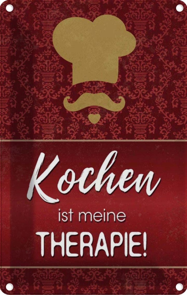 [LA-112890-1812] Blechschild 18x12 cm Kochen ist meine Therapie Küche Essen