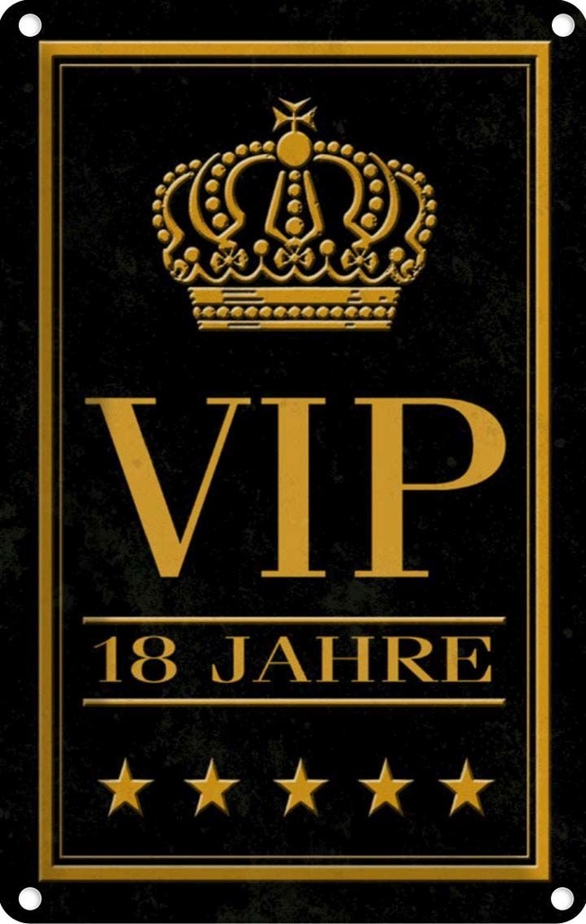 [LA-112895-1812] Blechschild 18x12 cm VIP 18 Jahre Witz Humor Lustig Spaß Dekoration