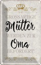 Blechschild 18x12 cm grossartig Mütter werden zur Oma Familie Freunde