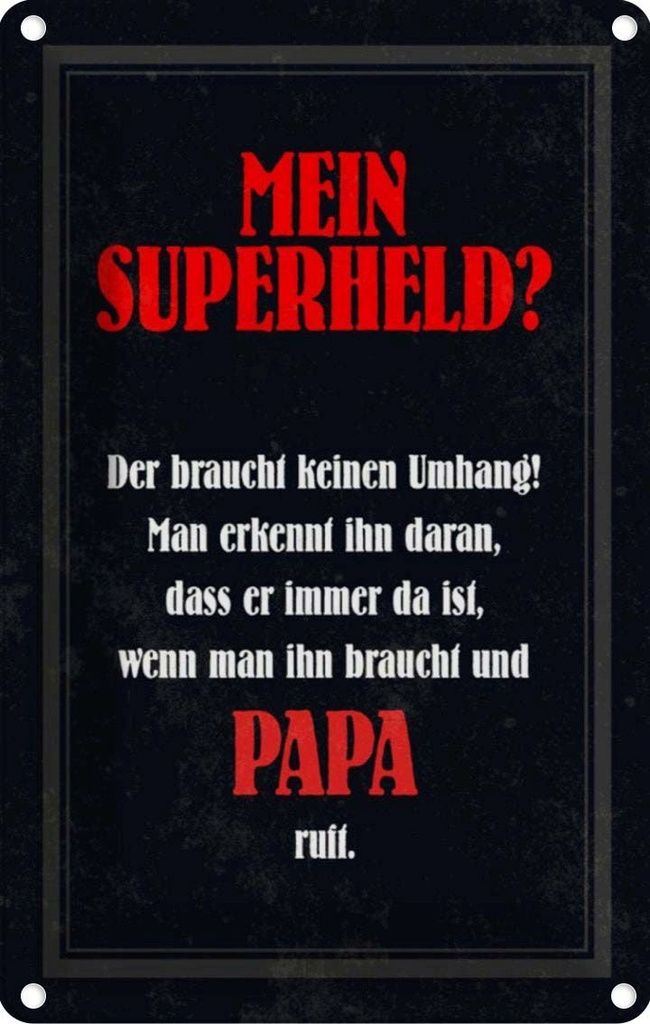 [LA-112911-1812] Blechschild 18x12 cm mein Superheld Papa Familie Freunde