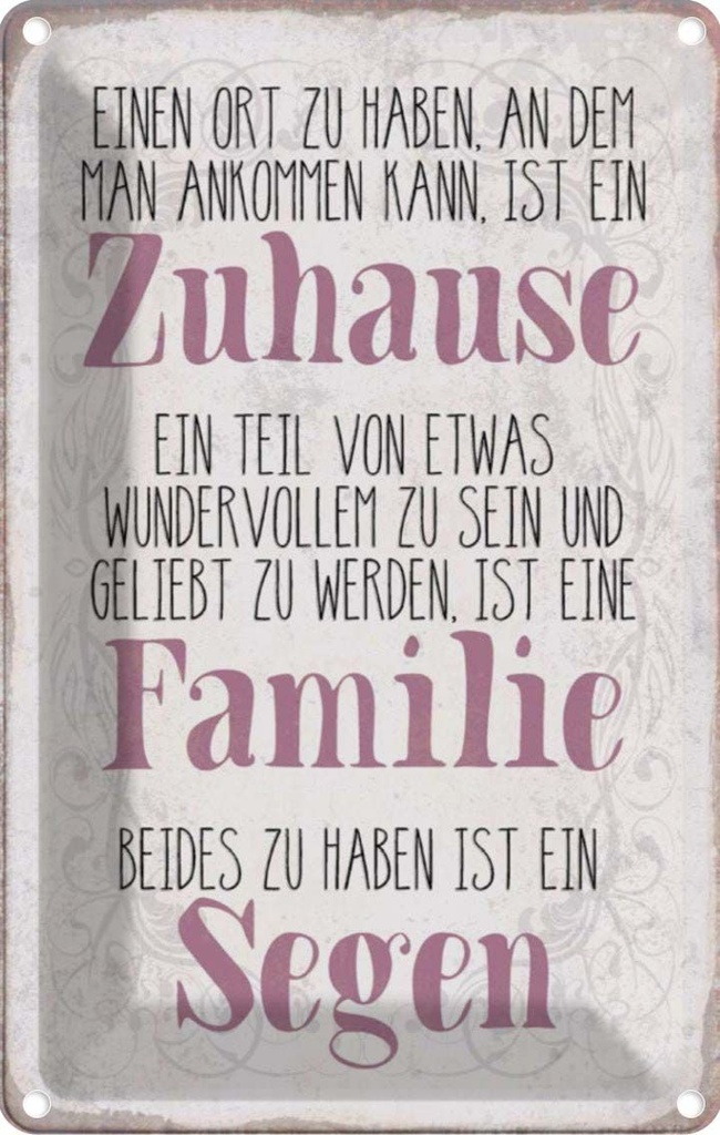 [LA-112914-1812] Blechschild 18x12 cm Zuhause Familie beides ein Segen Spruch Zitat