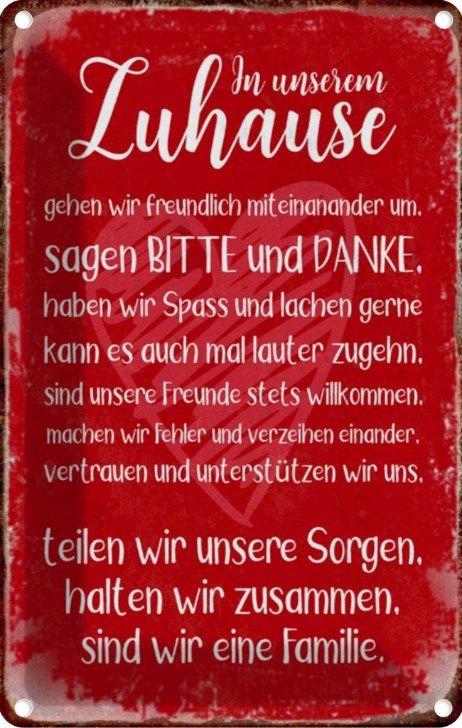 [LA-112915-1812] Blechschild 18x12 cm Zuhause sind wir eine Familie Geschenk Spruch Zitat