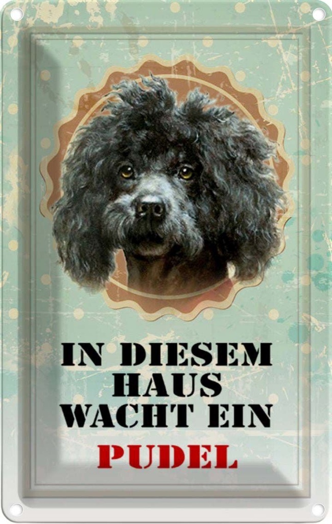 [LA-112941-1812] Blechschild 18x12 cm Hund in diesem Haus wacht ein Pudel Tier Haustier