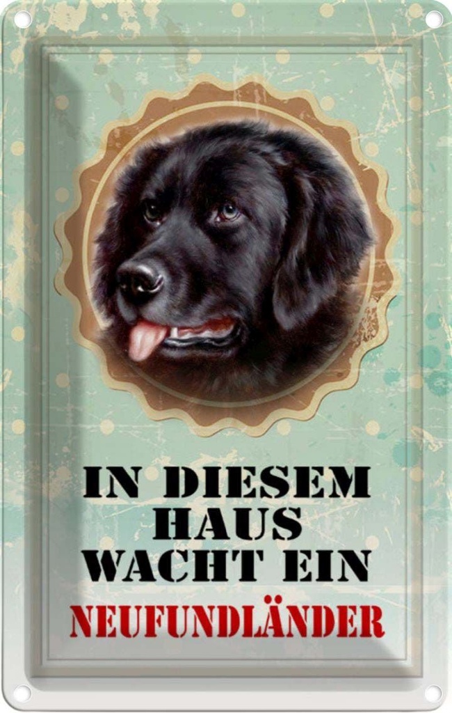 [LA-112942-1812] Blechschild 18x12 cm Hund diesem Haus wacht Neufundländer Tier Haustier