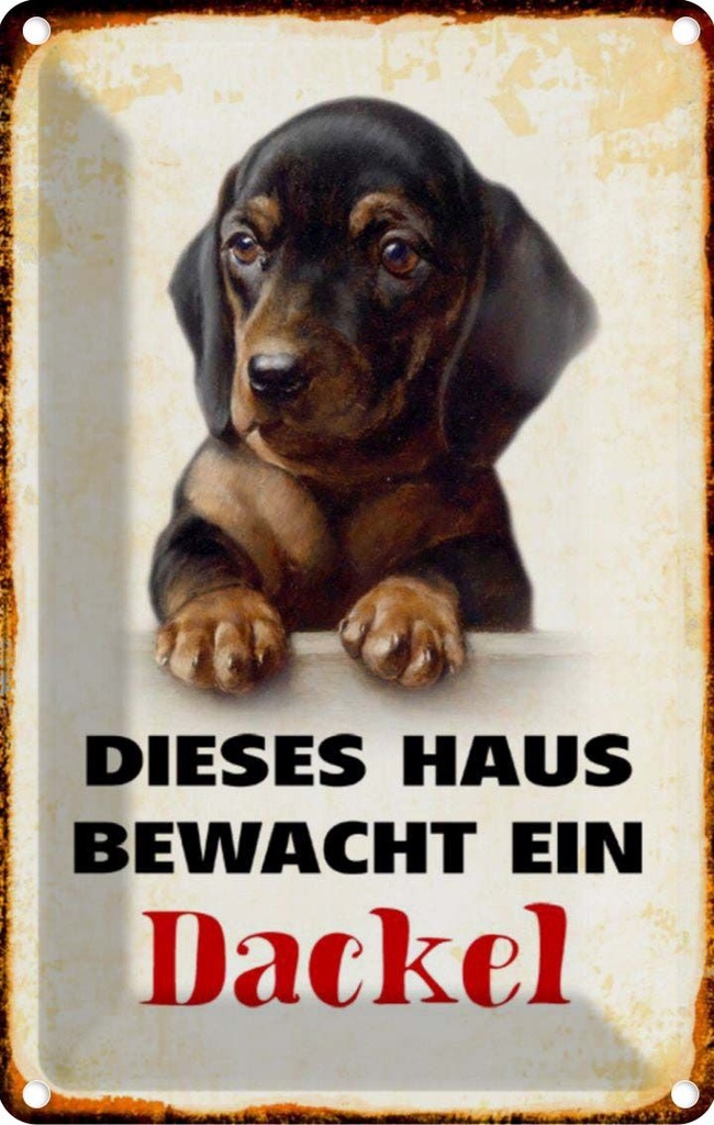 [LA-112959-1812] Blechschild 18x12 cm Hund dieses Haus bewacht ein Dackel Tier Haustier