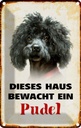 Blechschild 18x12 cm Hund dieses Haus bewacht ein Pudel Tier Haustier