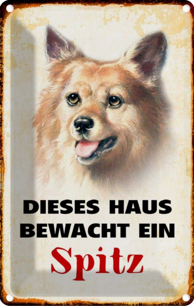 [LA-112970-1812] Blechschild 18x12 cm Hund dieses Haus bewacht ein Spitz Tier Haustier