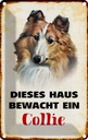 Blechschild 18x12 cm Hund dieses Haus bewacht ein Collie Tier Haustier