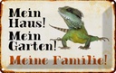 Blechschild 12x18 cm Reptilien Chamäleon mein Haus Garten Geschenk