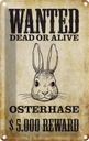 Blechschild 18x12 cm Tiere wanted Osterhase Witz Humor Lustig Spaß Ostern