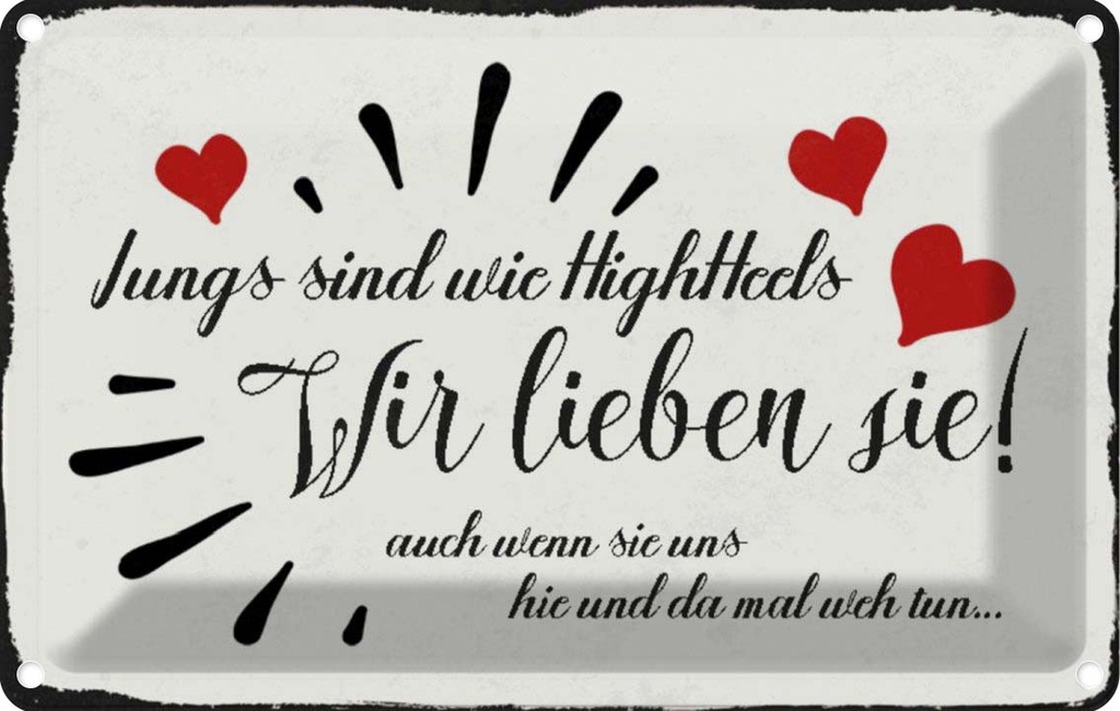 [LA-113023-1812] Blechschild 12x18 cm Jungs sind Kinder Teens Spruch Zitat wie Highheels wir Witz Humor Lustig Spaß Kids