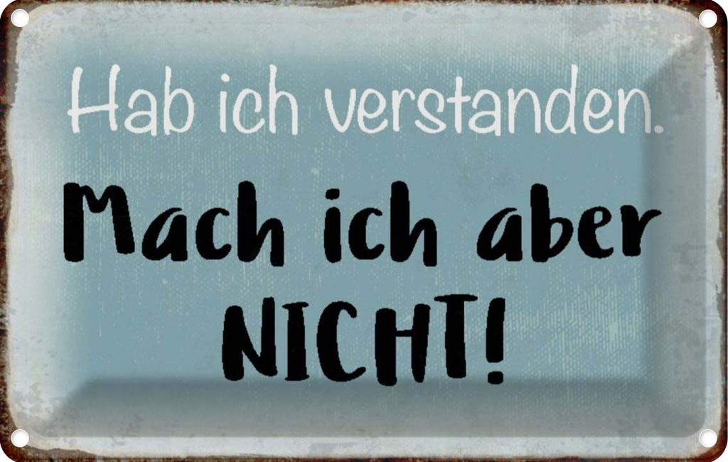 [LA-113045-1812] Blechschild 12x18 cm habe ich verstanden mache nicht Spruch Zitat