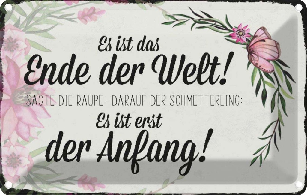 [LA-113053-1812] Blechschild 12x18 cm es ist das Ende der Welt sagte Dekoration Spruch Zitat