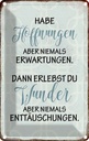 Blechschild 18x12 cm habe Hoffnungen nie Erwartungen Spruch Zitat
