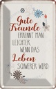 Blechschild 18x12 cm gute Freunde erkennt Geschenk Familie