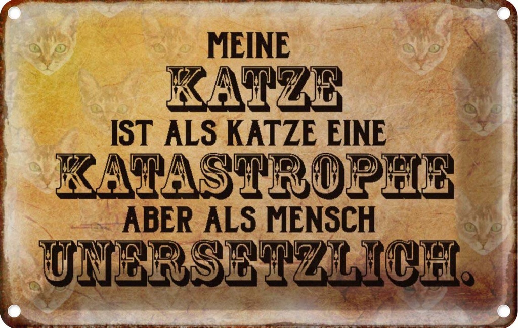 [LA-113132-1812] Blechschild 12x18 cm meine Katze ist eine Katastrophe Tier Haustier