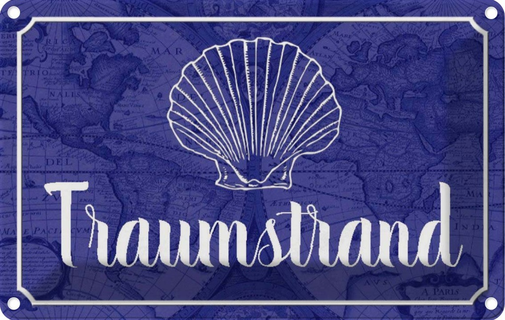 [LA-113136-1812] Blechschild 12x18 cm Traumstrand Meer Urlaub Abenteuer Reisen Dekoration