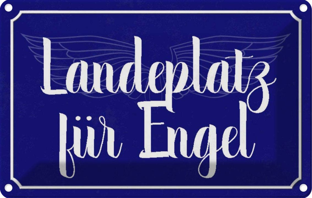 [LA-113144-1812] Blechschild 12x18 cm Landeplatz für Engel Geschenk Familie Freunde