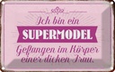 Blechschild 12x18 cm Supermodel im Körper dicker Frau Dekoration Spruch Zitat