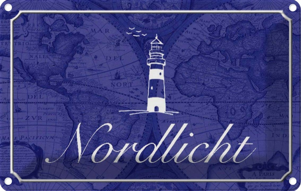 [LA-113158-1812] Blechschild 12x18 cm Nordlicht Meer Leuchtturm Europa