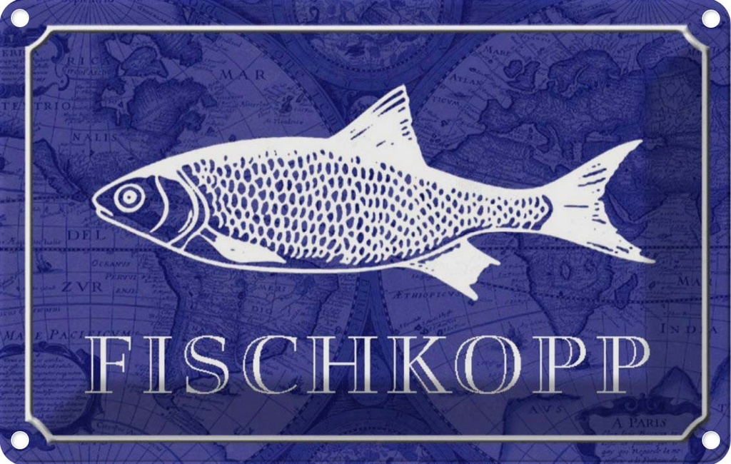 [LA-113161-1812] Blechschild 12x18 cm Fischkopp Fisch Witz Humor Lustig Spaß Tier Haustier