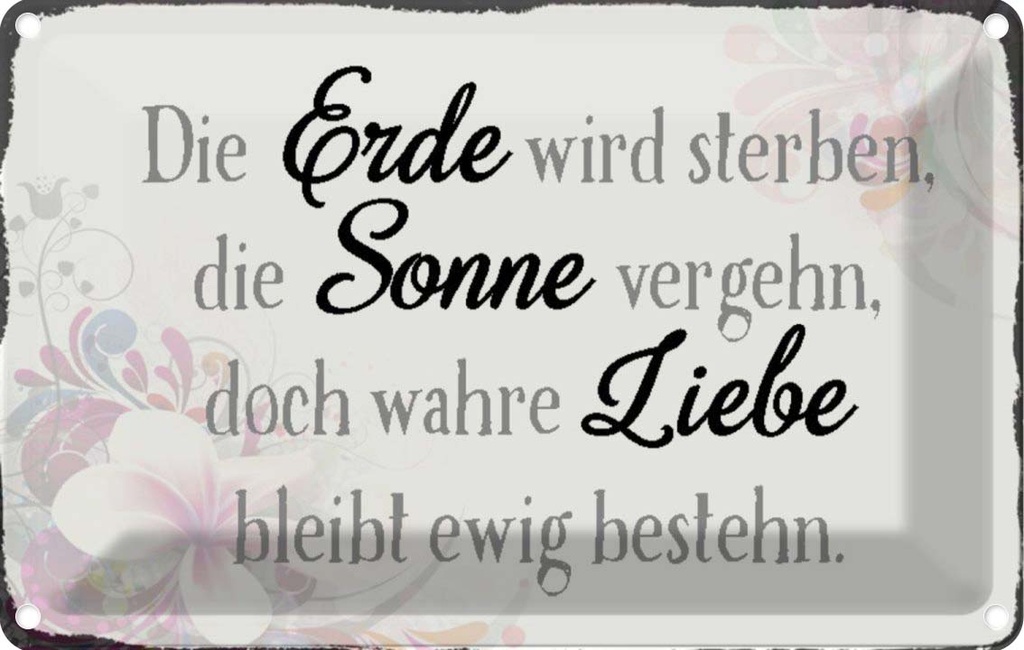 [LA-113203-1812] Blechschild 12x18 cm wahre Liebe bleibt ewig bestehn Spruch Zitat