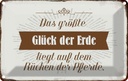 Blechschild 12x18 cm Glück der Erde auf Rücken Pferde Spruch Zitat