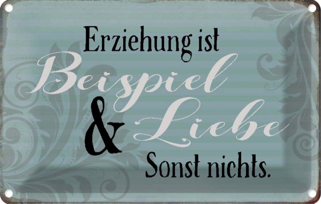 [LA-113221-1812] Blechschild 12x18 cm Erziehung ist Beispiel und Liebe Spruch Zitat