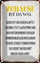 Blechschild 18x12 cm Zuhause ist da wo Liebe Herzen Spruch Zitat