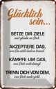 Blechschild 18x12 cm glücklich sein glaube an dich Dekoration Spruch Zitat