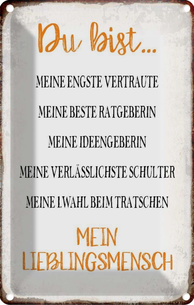 [LA-113237-1812] Blechschild 18x12 cm du bist mein Lieblingsmensch Dekoration Spruch Zitat