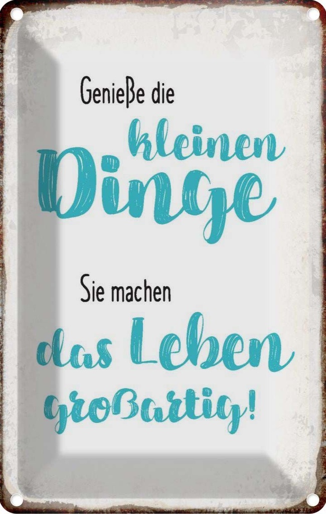[LA-113239-1812] Blechschild 18x12 cm genieße kleine Dinge sie machen Spruch Zitat