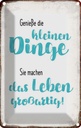 Blechschild 18x12 cm genieße kleine Dinge sie machen Spruch Zitat