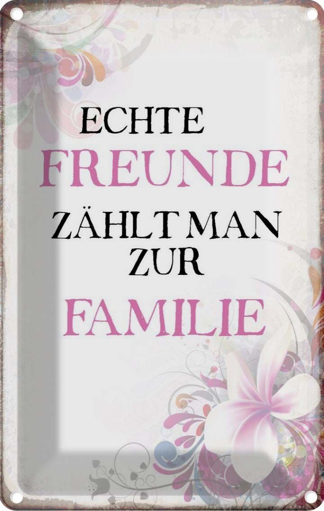 [LA-113241-1812] Blechschild 18x12 cm echte Freunde zählt zur Familie Spruch Zitat