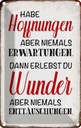 Blechschild 18x12 cm habe Hoffnung Erwartungen Wunder Spruch Zitat