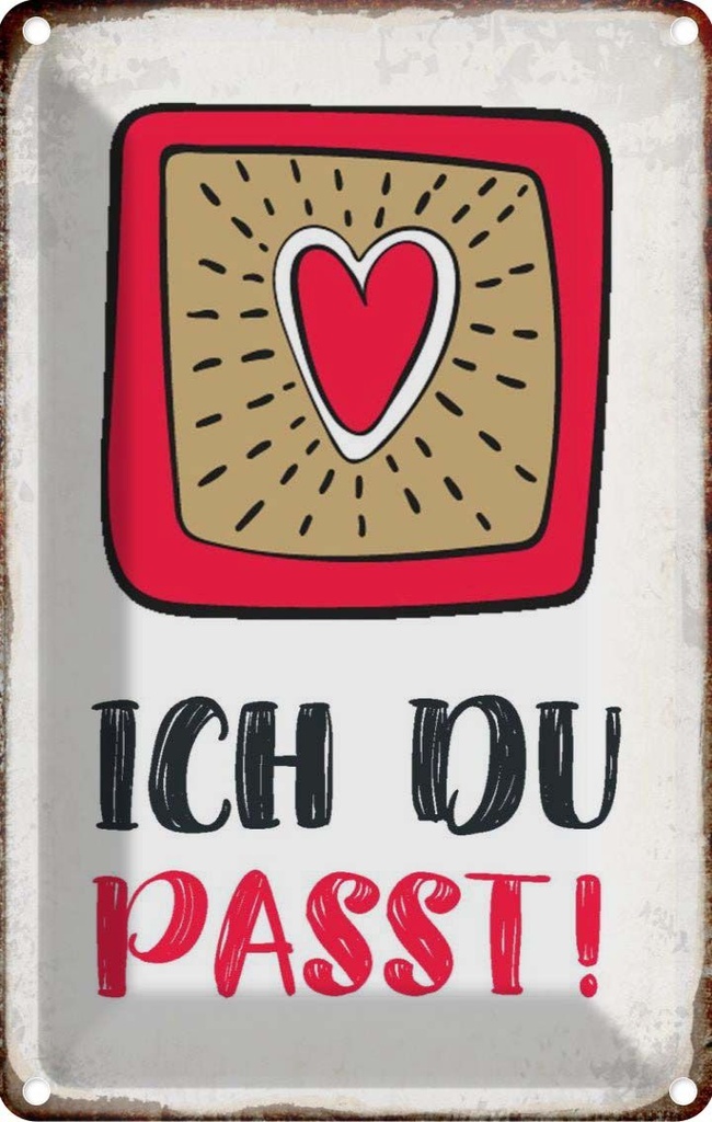 [LA-113269-1812] Blechschild 18x12 cm ich du passt Herz Liebe Dekoration